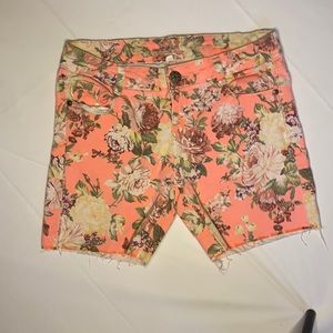 Peach floral shorts